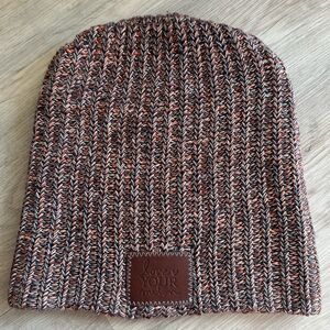 Love Your Melon Beanie Hat Navy Orange White Cotton Knit - Made in USA